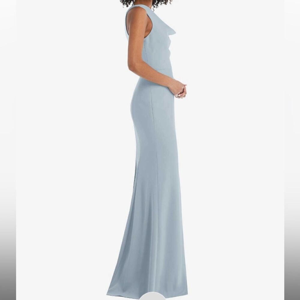 After Six NWT One Shoulder Draped Cowl Maxi Dress In Mist Size 8 - Picture 3 of 8